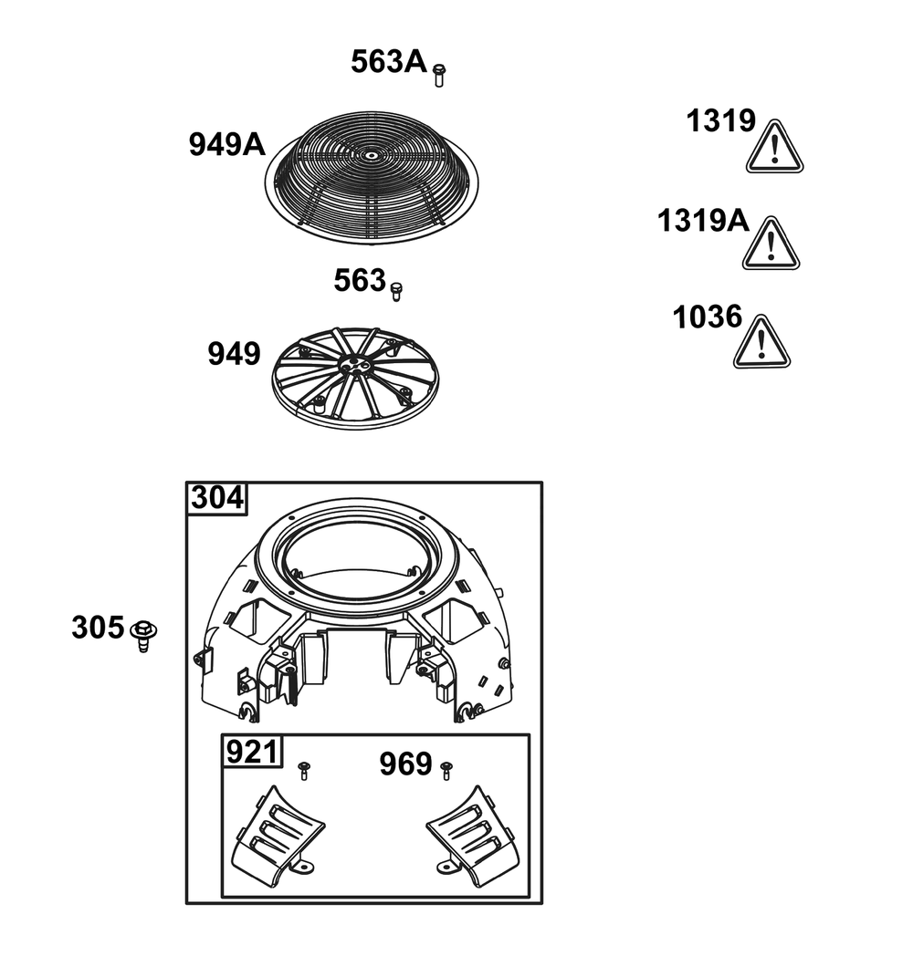 Blower Housing Group Diagram and Parts List for 49J677-0011-G1  Briggs and Stratton Engine
